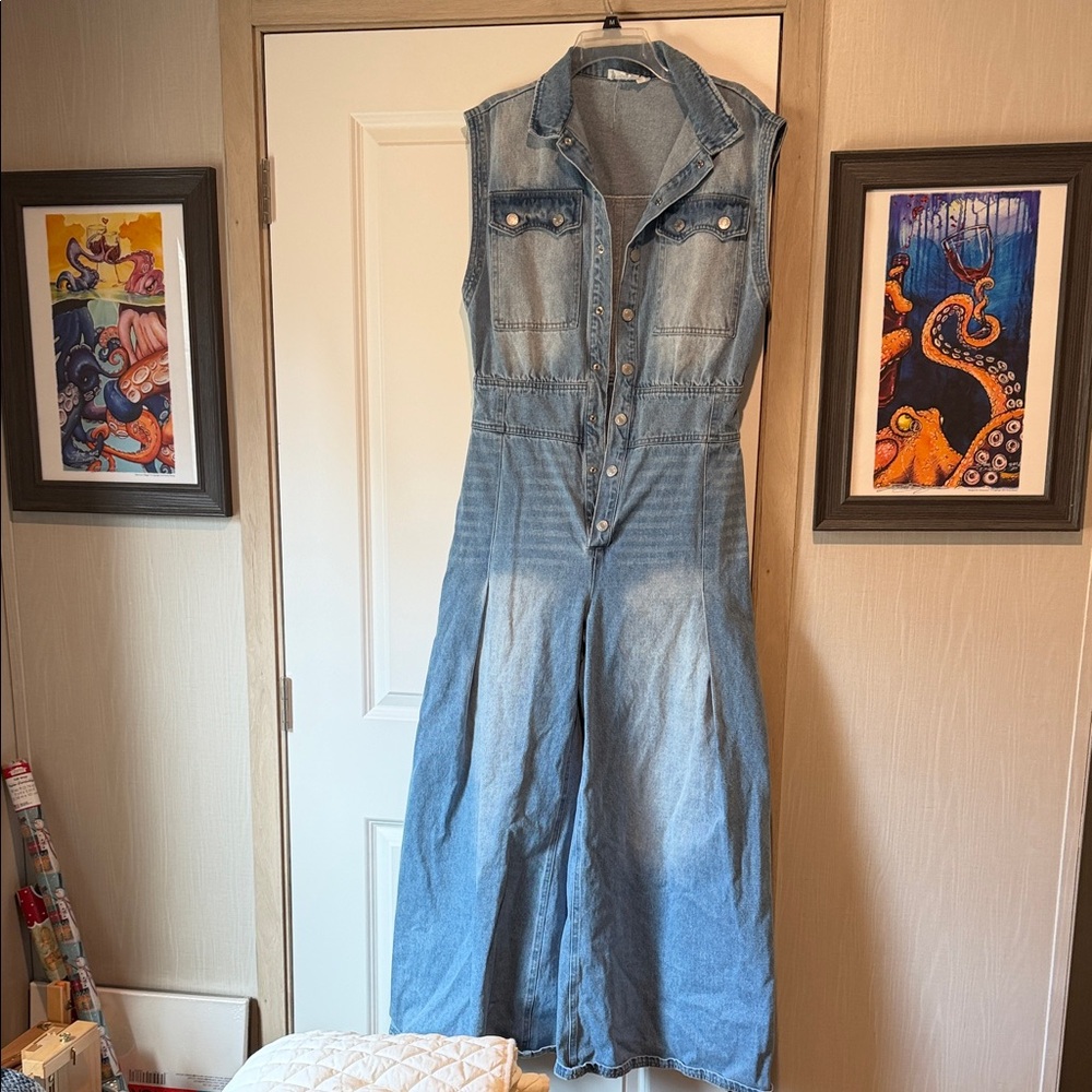 Sleeveless Denim Jumpsuit